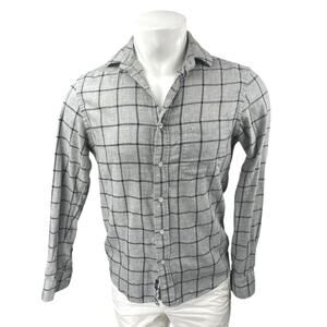 Faherty Mens Gray Plaid Checkered Flannel Long Sleeve Button Down Shirt Top XS